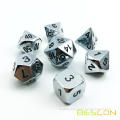 Golden Solid Metal Polyhedral D&D Dice Set of 7, Metallic RPG Role Playing Game Dice in 4 Assorted Colors